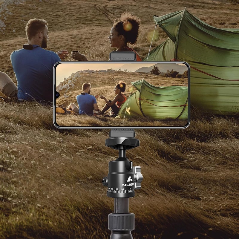 ailight Mini Ball Head, 360° Panoramic Tripod Head, Universal 1/4" to 3/8" Screw Adapter Swivel Ball Head Tripod Mount, Dual Cold Shoe Mount for DSLR Cameras Camcorder Light Photograph Accessories - Image 4